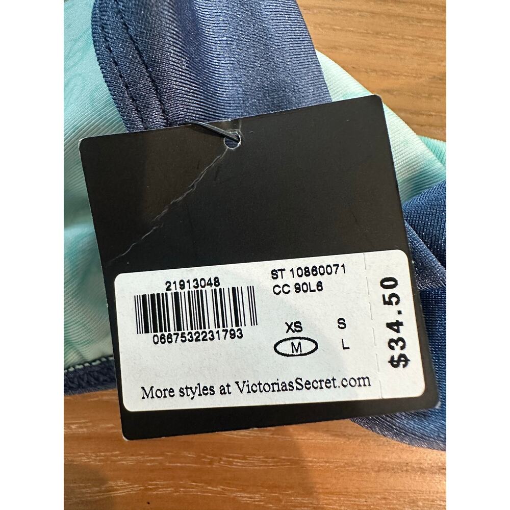 Victoria's Secret Very Sexy Push Up Bandeau Bikini Blue Shimmer 34B M NEW - Picture 8 of 10